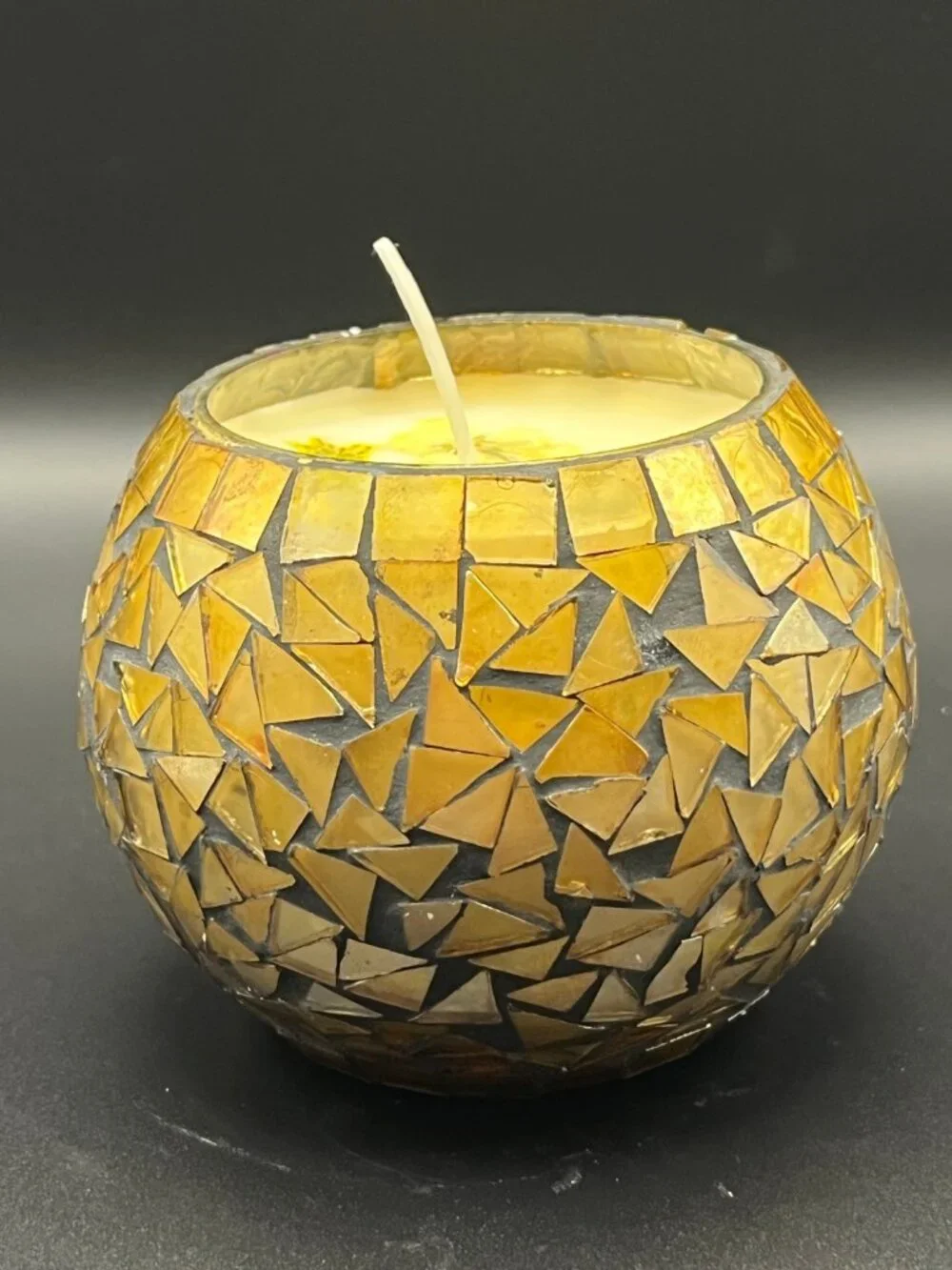 Amber Mosaic Glass Golden Glow Candle